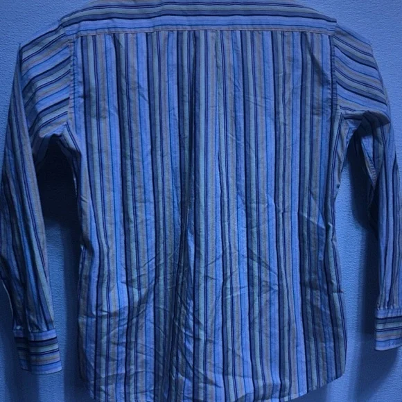 Men's Striped Button-Down Shirt - Blue & White - Picture 3 of 3
